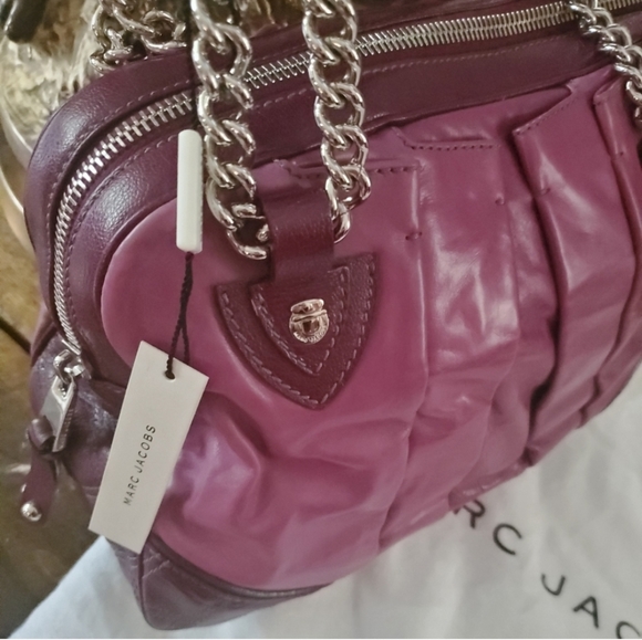 Nwt MARC JACOBS $1295 soft calf leather rich mauve chain shoulder bag - Picture 3 of 8